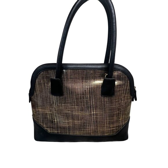 London Fog Womens Designer Handbag With Black‎ Patterned Interior & Gold - Picture 5 of 10